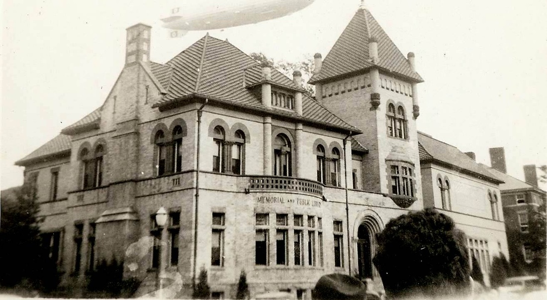 Hindenburg passes over Wilcox Library
