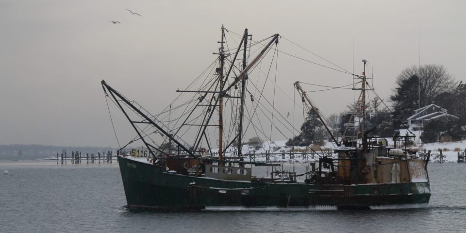Stonington Harbor in winter.
